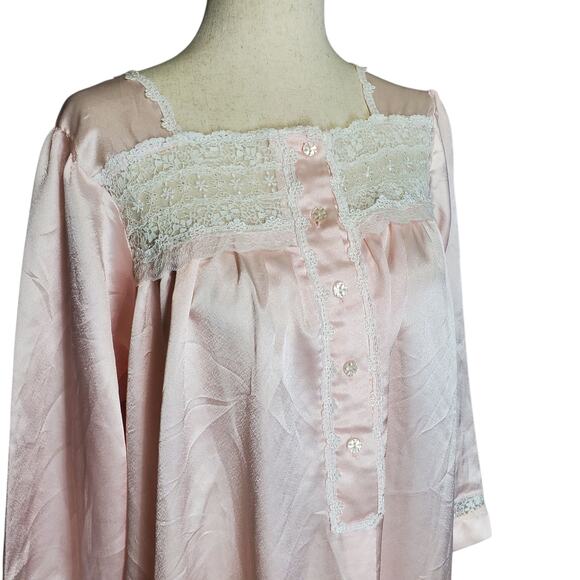 Vintage 80's Christian Dior Pink Lace Detail Coquette Nightgown - Size Large - Picture 2 of 6